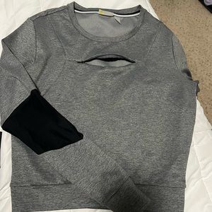 Zella XS sports sweatshirt, flattering zipper, black mesh in arms